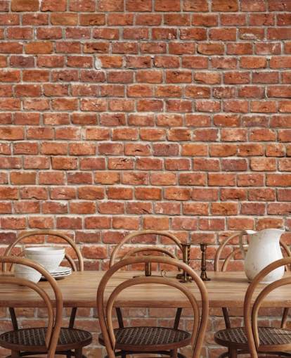 red custom brick wallpaper mural called Old Brick Wall for kitchens