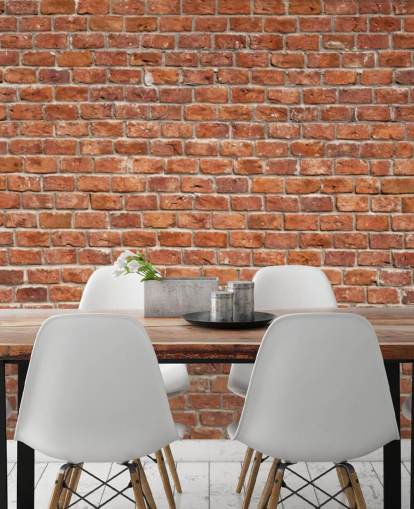 carta da parati murale in mattoni personalizzati rossi chiamata Old Brick Wall per cucine