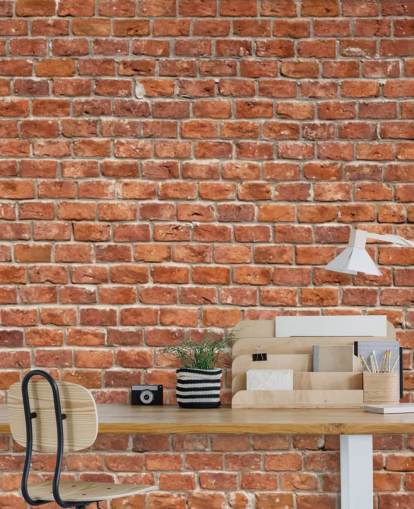 red custom brick wallpaper mural called Old Brick Wall for kitchens