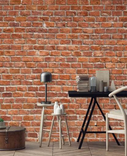 mural de papel de parede de tijolo personalizado vermelho chamado Old Brick Wall para cozinhas