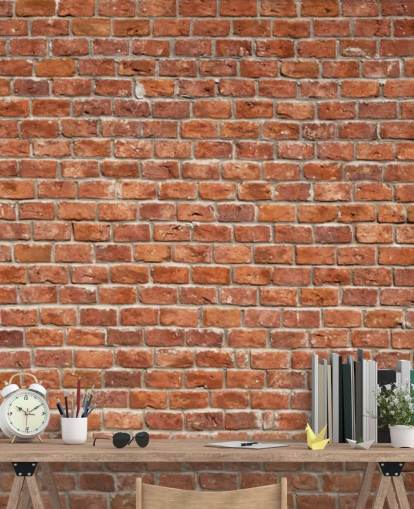 red custom brick wallpaper mural called Old Brick Wall for kitchens