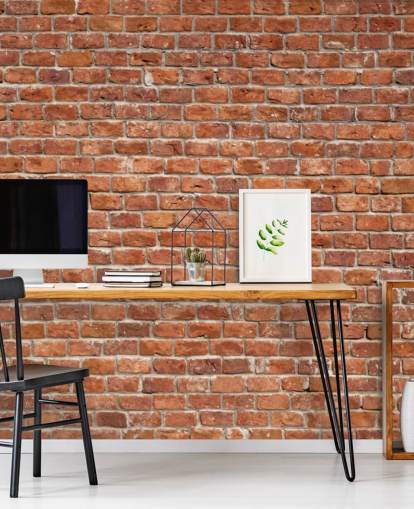 red custom brick wallpaper mural called Old Brick Wall for kitchens