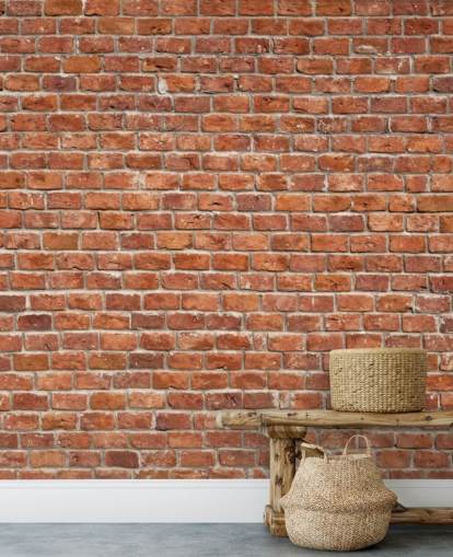 carta da parati murale in mattoni personalizzati rossi chiamata Old Brick Wall per cucine
