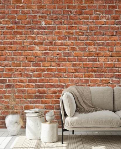 carta da parati murale in mattoni personalizzati rossi chiamata Old Brick Wall per cucine