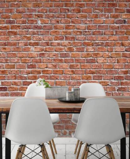 Decorazione murale con mattoni rossi rustici