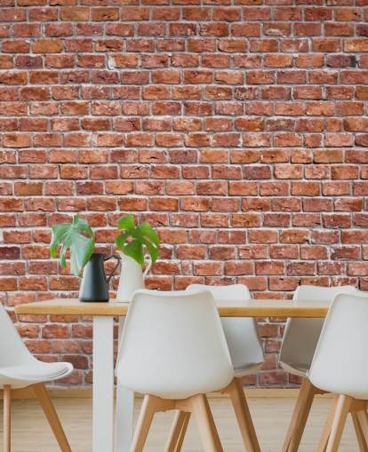Decorazione murale con mattoni rossi rustici