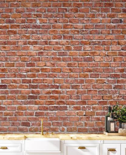 Decorazione murale con mattoni rossi rustici