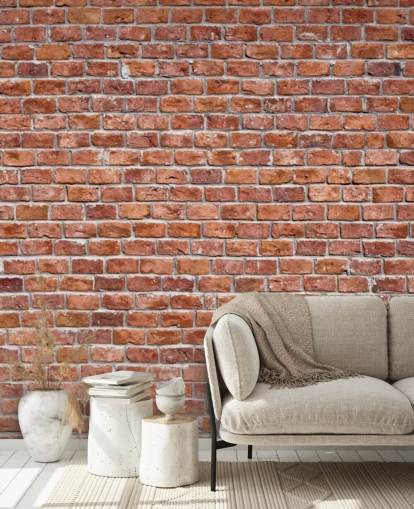 Decorazione murale con mattoni rossi rustici