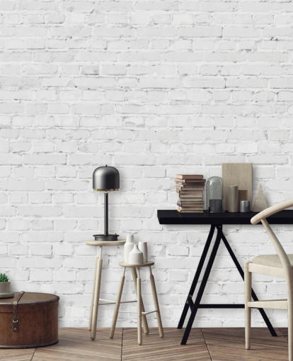 Weiße Backstein-Tapete Wandbild