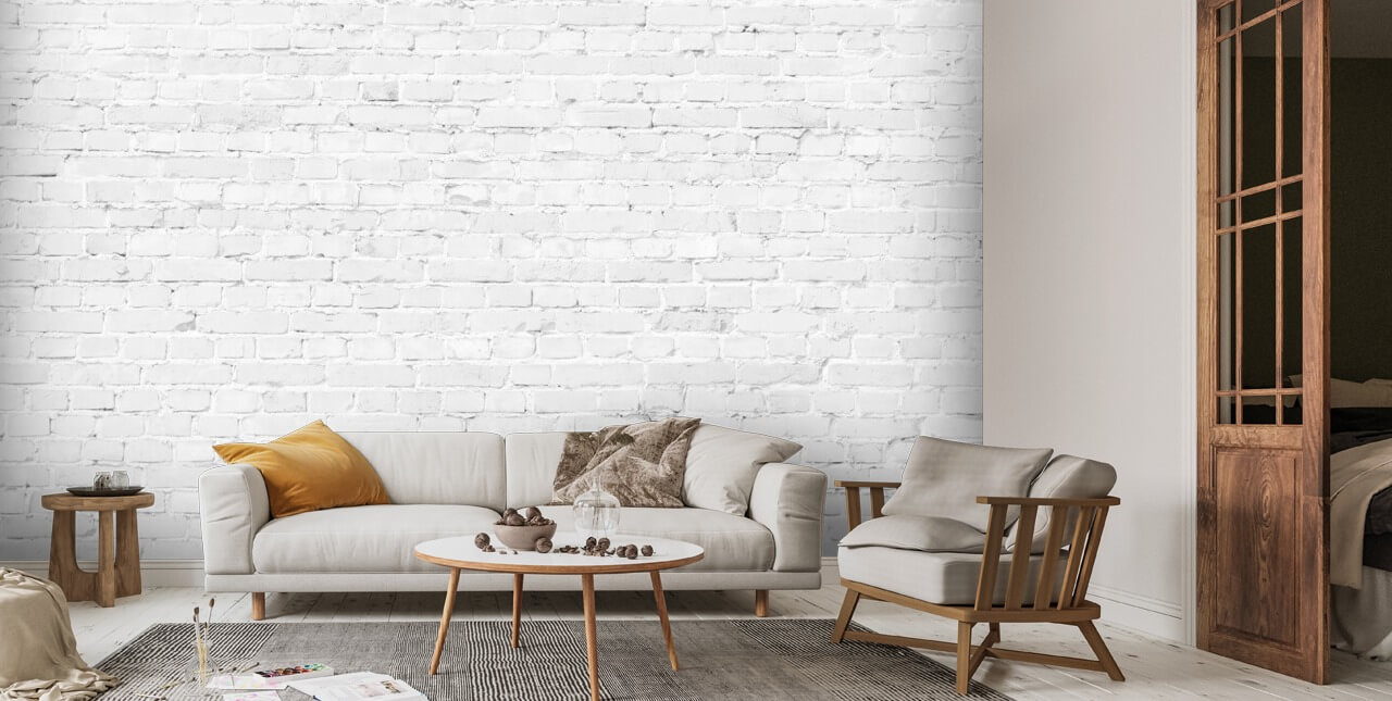 White Brick Wallpaper Mural | Wallsauce UK