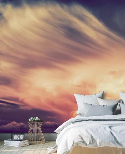 Papier Peint Ciel Nuageux Rose et Violet