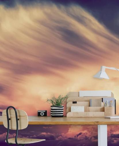 Roze en paarse bewolkte hemel behang