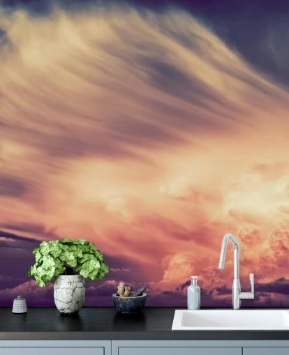 Fondo de pantalla de cielo nublado rosa y morado