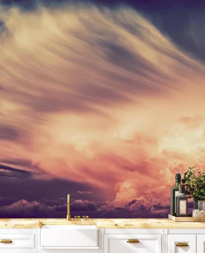 Papier Peint Ciel Nuageux Rose et Violet