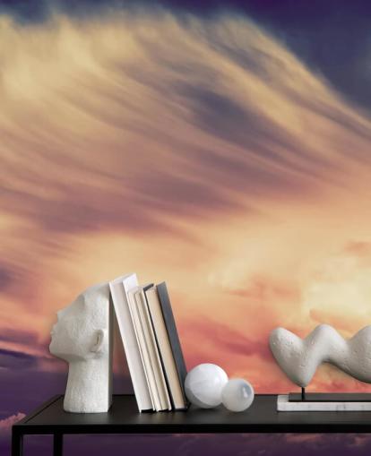 Papier Peint Ciel Nuageux Rose et Violet