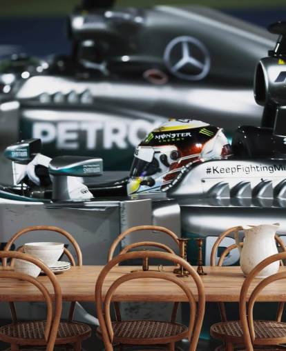 Primer plano de Lewis Hamilton en el fondo de pantalla de automóviles