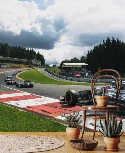 brillante mural de papel pintado de F1 llamado Lap 1 Belgium 2014 de Darren Heath para dormitorios y oficinas en casa