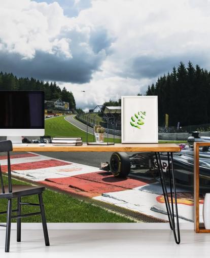 brillante mural de papel pintado de F1 llamado Lap 1 Belgium 2014 de Darren Heath para dormitorios y oficinas en casa