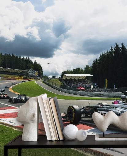 brillante mural de papel pintado de F1 llamado Lap 1 Belgium 2014 de Darren Heath para dormitorios y oficinas en casa