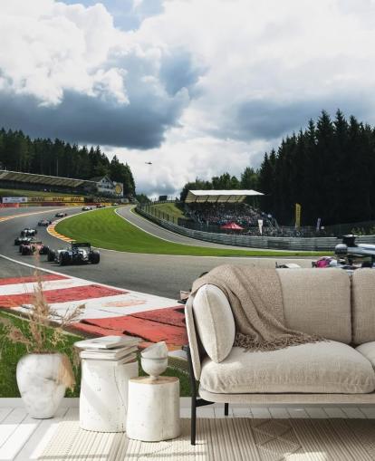 brillante mural de papel pintado de F1 llamado Lap 1 Belgium 2014 de Darren Heath para dormitorios y oficinas en casa
