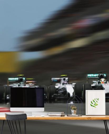 Cars Racing on Track Wallpaper