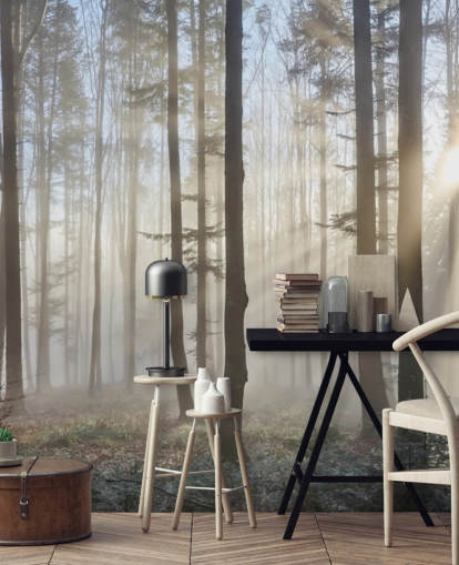 Misty Dark Forest Wallpaper