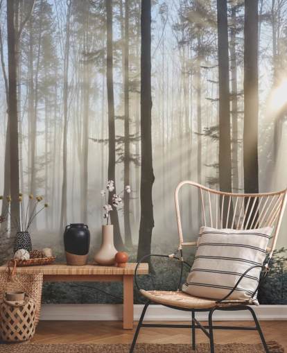 Nebliger dunkler Wald Tapete Nebliger dunkler Wald Tapete