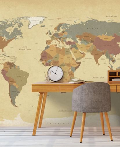 mural de papel pintado de mapa del mundo vintage con textura marrón llamado Mapa del mundo vintage texturizado para hogares y oficinas mural de papel pintado de mapa del mundo vintage con textura marrón llamado Mapa del mundo vintage texturizado para hogares y oficinas