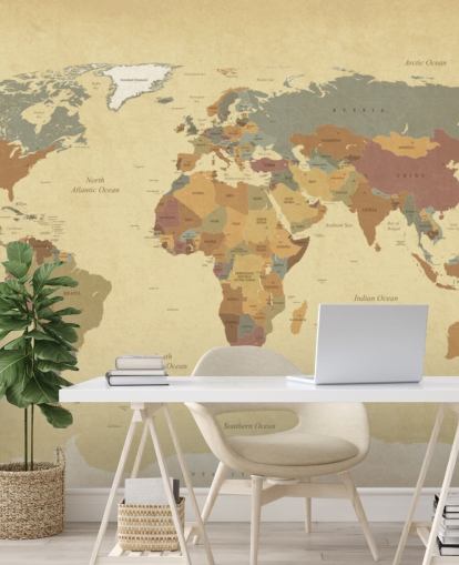 mural de papel de parede de mapa-múndi vintage com textura marrom chamado Mapa Mundial Vintage Texturizado para residências e escritórios mural de papel de parede de mapa-múndi vintage com textura marrom chamado Mapa Mundial Vintage Texturizado para residências e escritórios