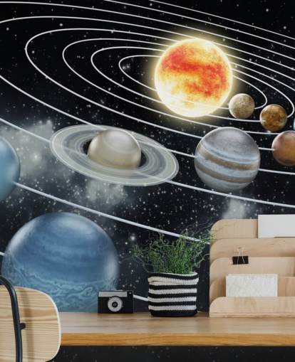Solar system illustration Wall Mural Wallpaper