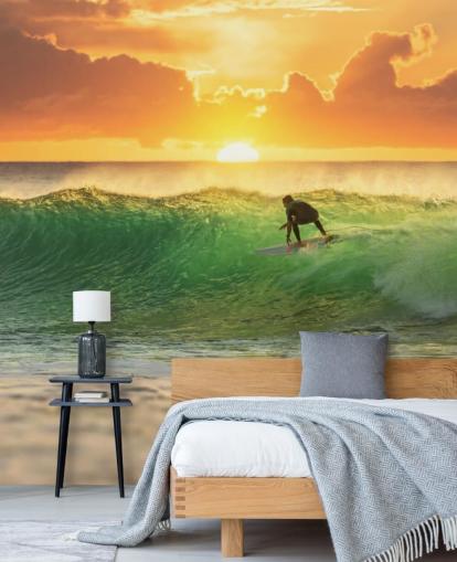 Papel de parede Surfista on Wave in the Evening Papel de parede Surfista on Wave in the Evening