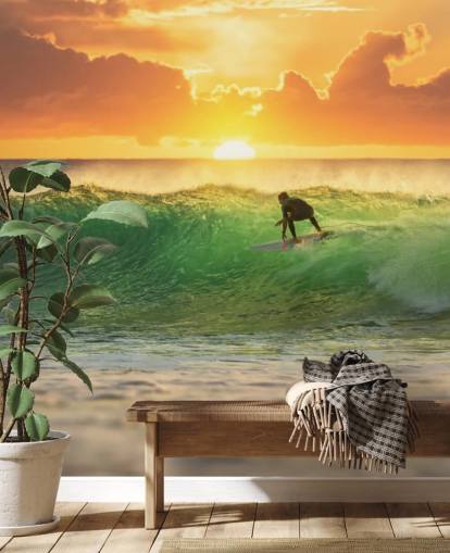 Fondo de pantalla de Surfer on Wave in the Evening