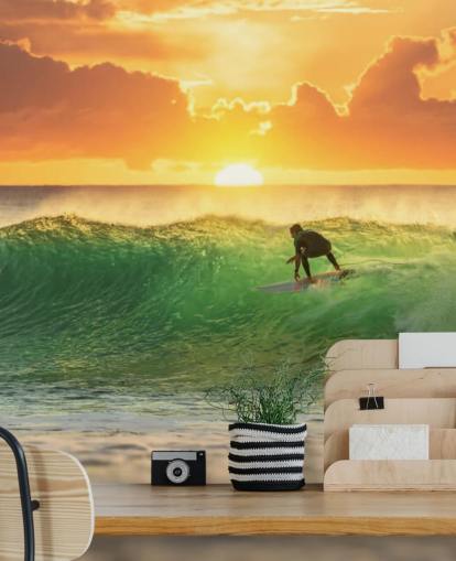 Papel de parede Surfista on Wave in the Evening Papel de parede Surfista on Wave in the Evening