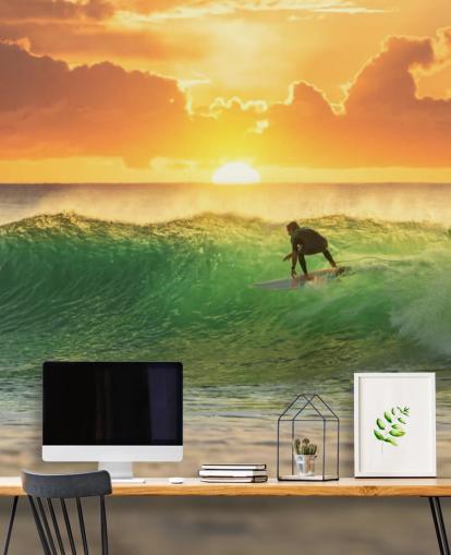 Carta da parati Surfista sull'onda della sera