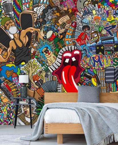 papel de parede de graffiti colorido