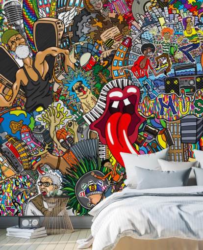 bunte Graffiti-Wandtapete