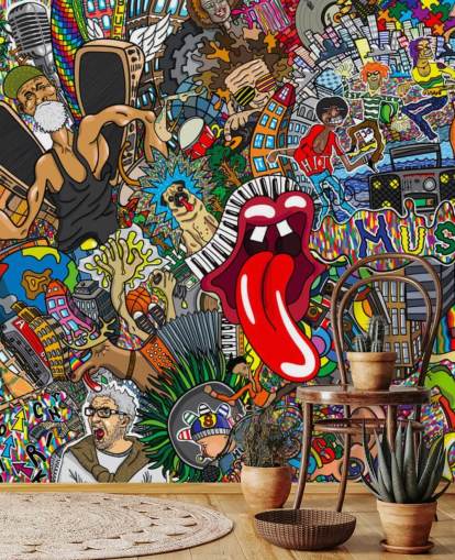 papel de parede de graffiti colorido