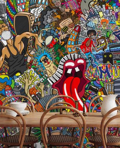 colourful graffiti wall wallpaper