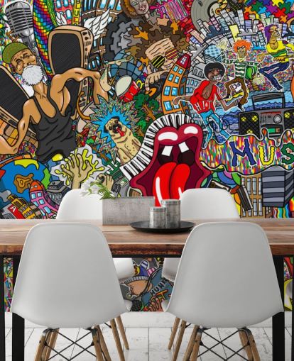 bunte Graffiti-Wandtapete