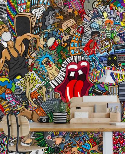 colourful graffiti wall wallpaper