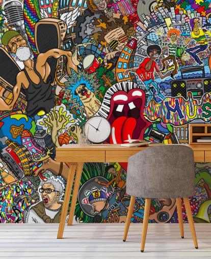 colourful graffiti wall wallpaper