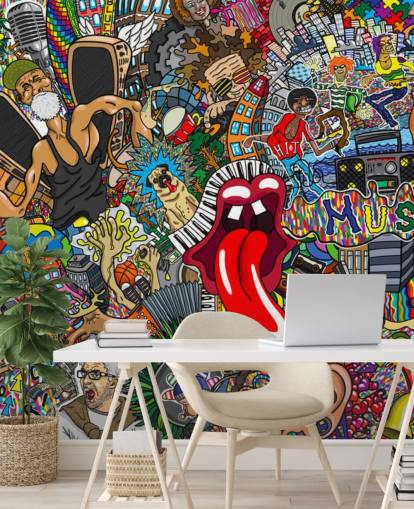 colourful graffiti wall wallpaper