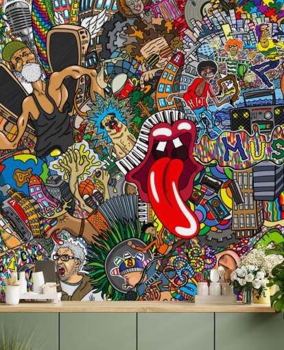 colourful graffiti wall wallpaper