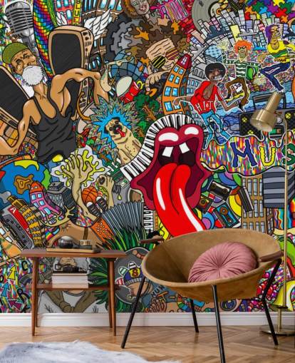 colourful graffiti wall wallpaper