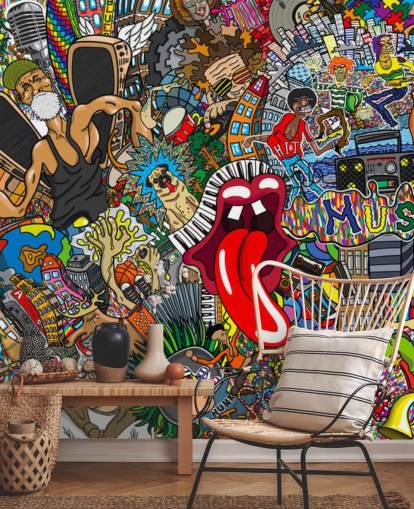 papier peint mural graffiti coloré