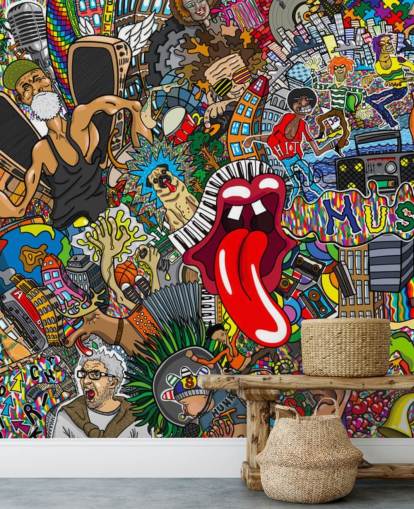 carta da parati colorata con graffiti