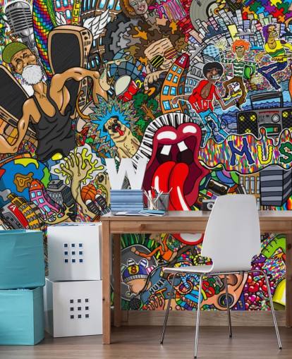 bunte Graffiti-Wandtapete