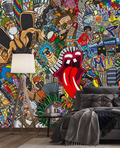 kleurrijk graffiti muurbehang