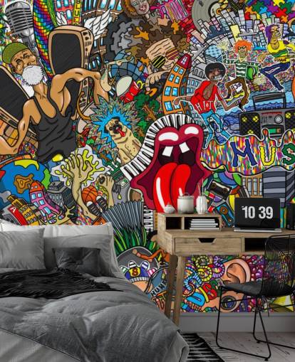 colourful graffiti wall wallpaper