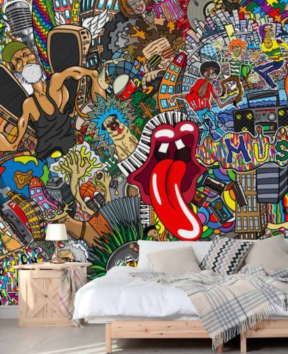 colourful graffiti wall wallpaper